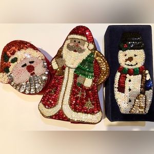 Set of 3 Sequin Christmas Gift Boxes